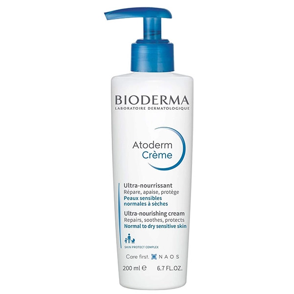 کرم مرطوب کننده بایودرما برای پوست خشک و حساس مدل اتودرم اولترا اصلی پمپی 200 میل | BIODERMA Atoderm Creme Ultra 200ml